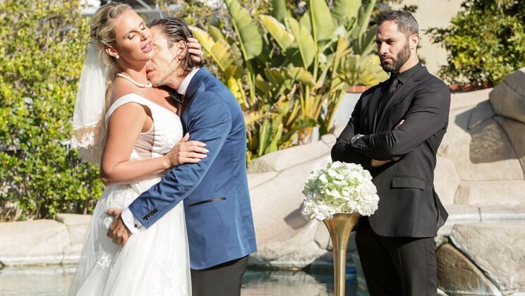 Wedding gangbang: Blonde and Brunette take on Big Cocks