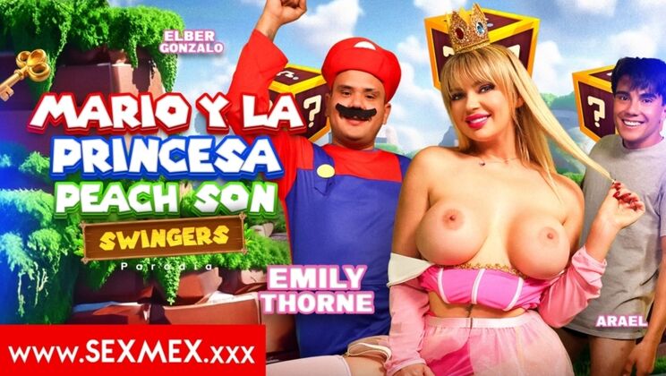 [SEXMEX] - Hardcore Threesome with Emily Thorne, Mario, and Peach - Emily Thorne