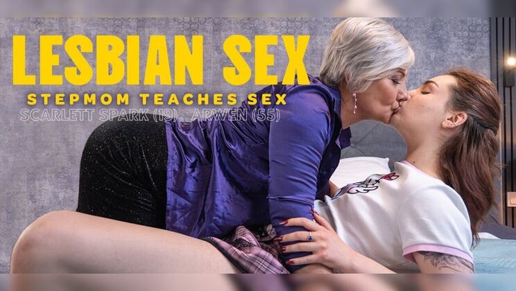 Hairy Mature Arwen and 19-Year-Old Scarlett Lesbian Seduction